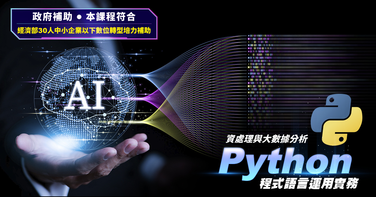 【政府補助】資料處理與大數據分析：Python 程式語言運用實務